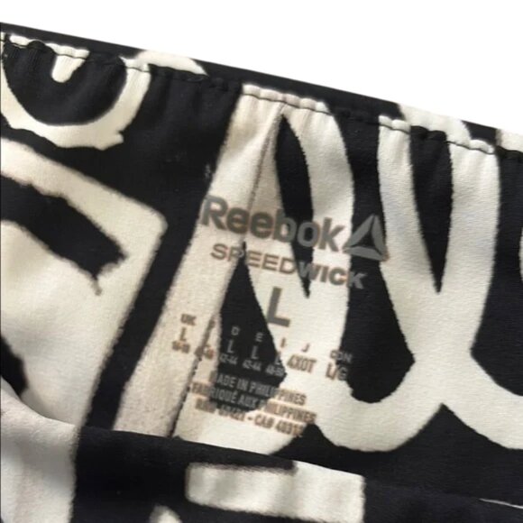 Reebok x Elle Lux black white bolds performance tights size L - Picture 4 of 5